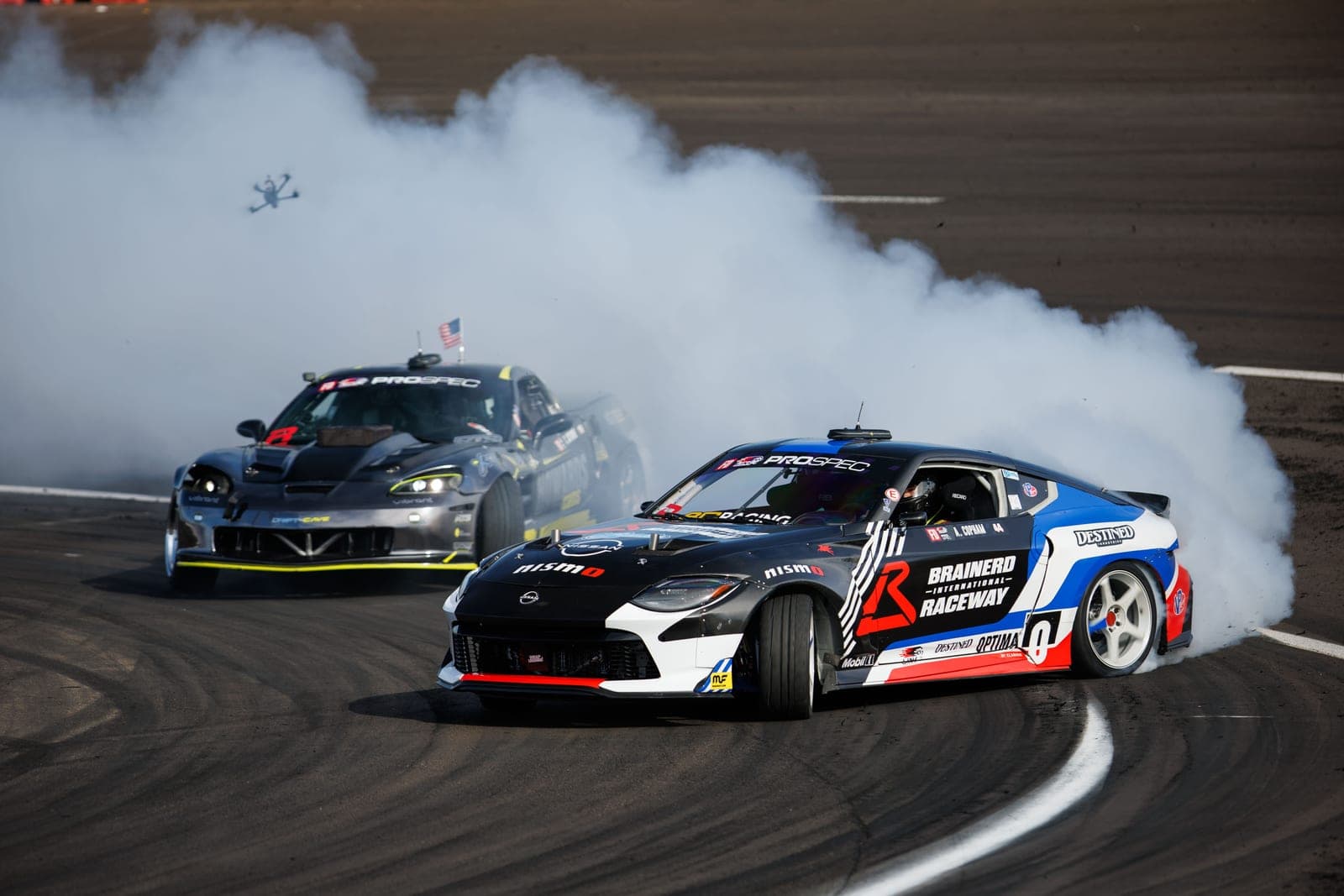 Ayden Copham's Forsberg Racing PROSPEC Nissan Z in tandem competition at Las Vegas