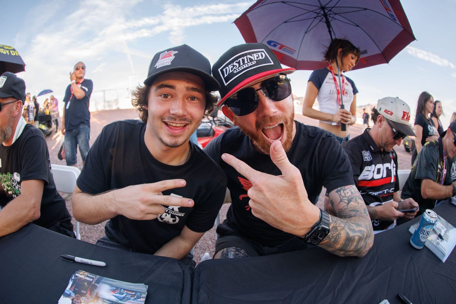 Chris Forsberg and Ayden Copham in the Formula DRIFT Las Vegas paddock